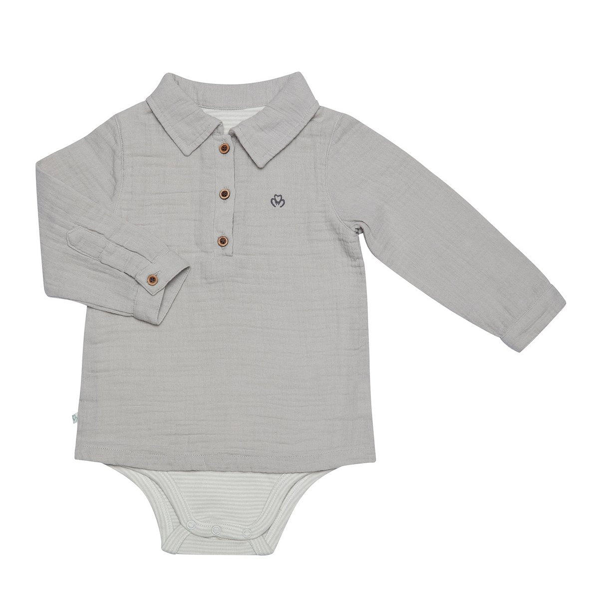 OrganicEra Bio-Musselin-Bodysuit-Hemd für Jungen, Grau