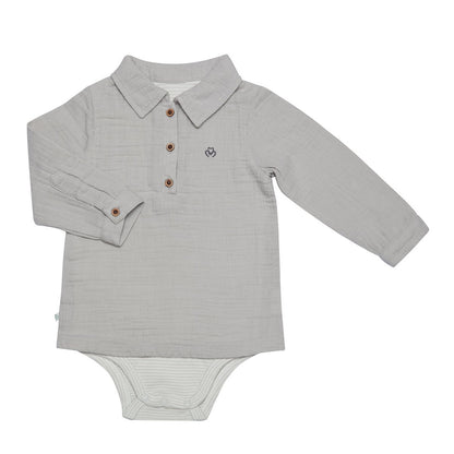 OrganicEra Bio-Musselin-Bodysuit-Hemd für Jungen, Grau