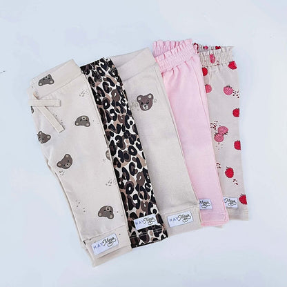 May Mays | Teddy-Baby-Leggings | Rippe Beige | Gestickter Bär