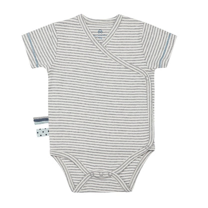 OrganicEra Organic Baby S/S Kimono-Body, Grau gestreift