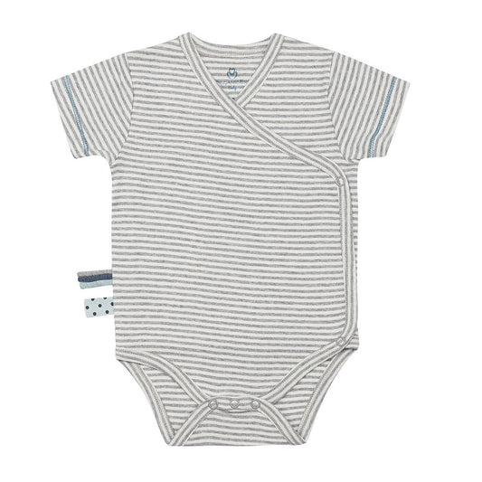 OrganicEra Organic Baby S/S Kimono-Body, Grau gestreift