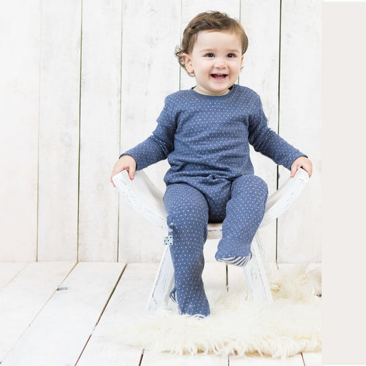 OrganicEra Bio-Schlafanzug mit Babyfüßen, Indigo