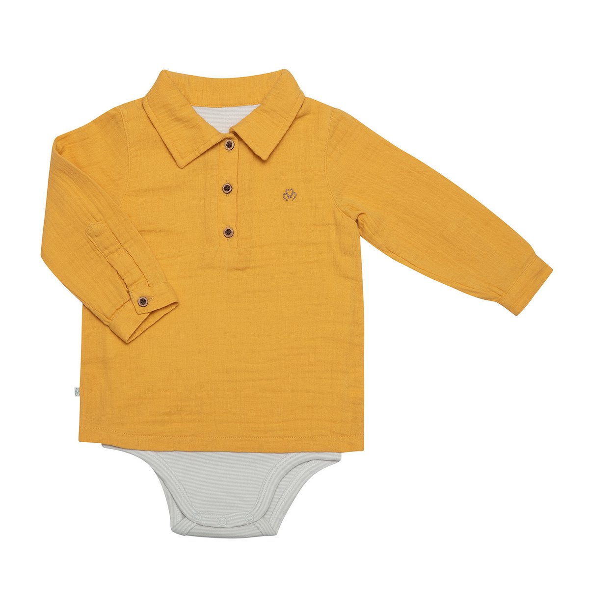 OrganicEra Bio-Musselin-Bodyshirt für Jungen, Senf