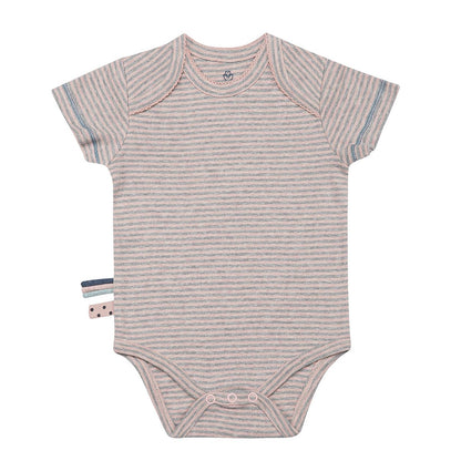 OrganicEra Organic Baby S/S Strampler, Rosa gestreift