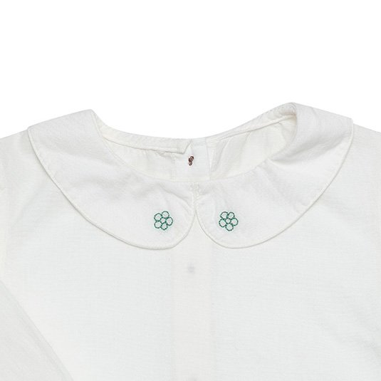 OrganicEra Organic Vual Baby-Mädchen-Hemd mit Peter-Pan-Kragen-Stickerei, Weiß