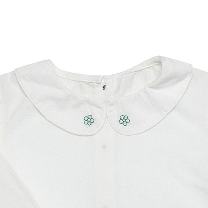 OrganicEra Organic Vual Baby-Mädchen-Hemd mit Peter-Pan-Kragen-Stickerei, Weiß