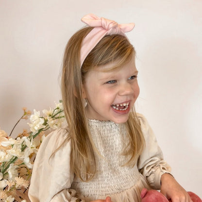 Beau geknotetes Haarband, gerippt, Rosa | Mai Mays