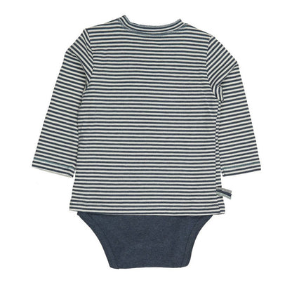 OrganicEra Organic Baby L/S T-Shirt Body, Indigo gestreift