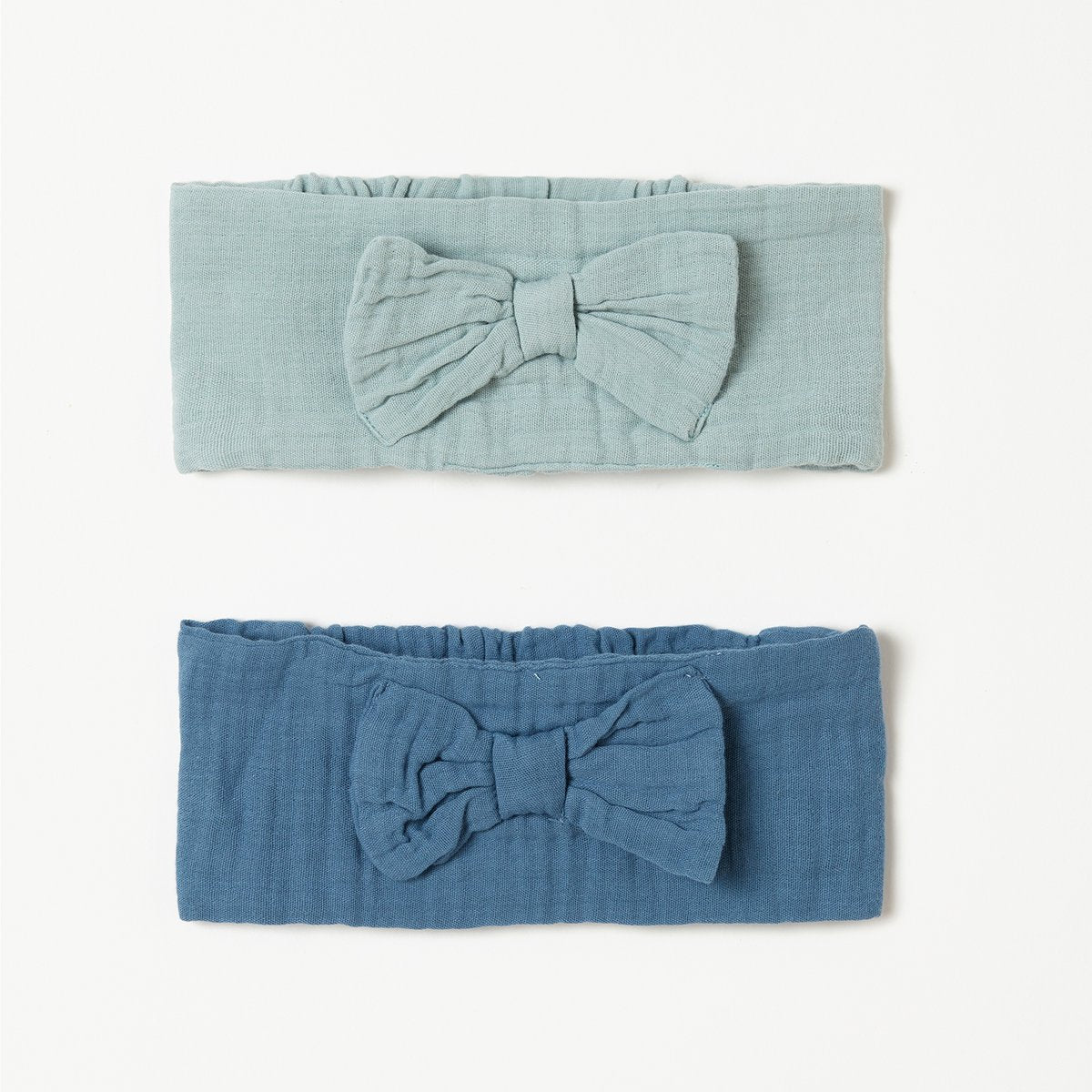 OrganicEra Bio-Musselin-Stirnband - 2 Stück, Aqua & Indigo