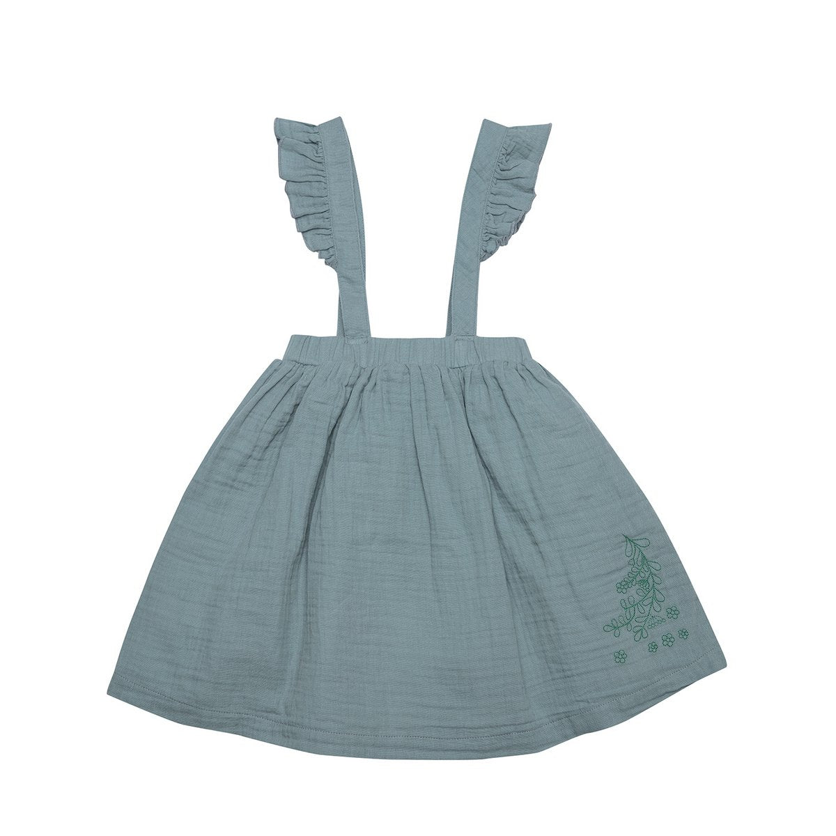 OrganicEra Bio-Musselin-Kinderkleid mit Rüschen, Blau