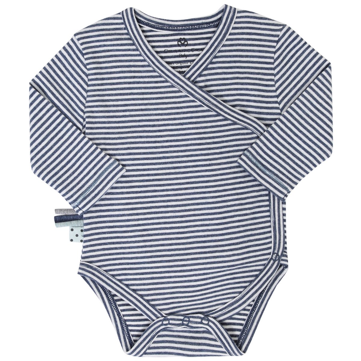 OrganicEra Organic Baby L/S Kimono Body, Indigo gestreift