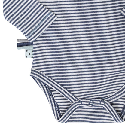 OrganicEra Organic Baby L/S Kimono Body, Indigo gestreift