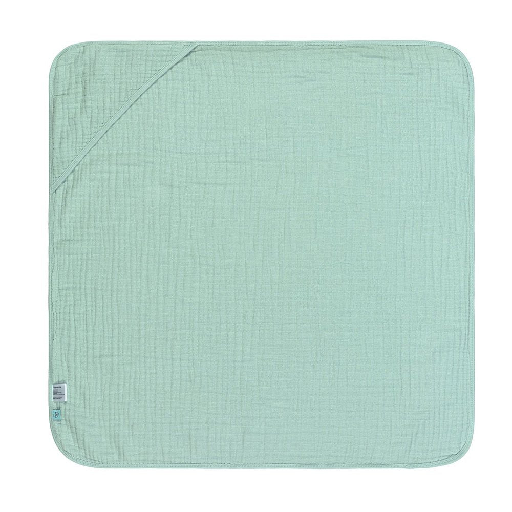 OrganicEra Bio-Musselin-Baby-Kapuzenhandtuch, Aqua