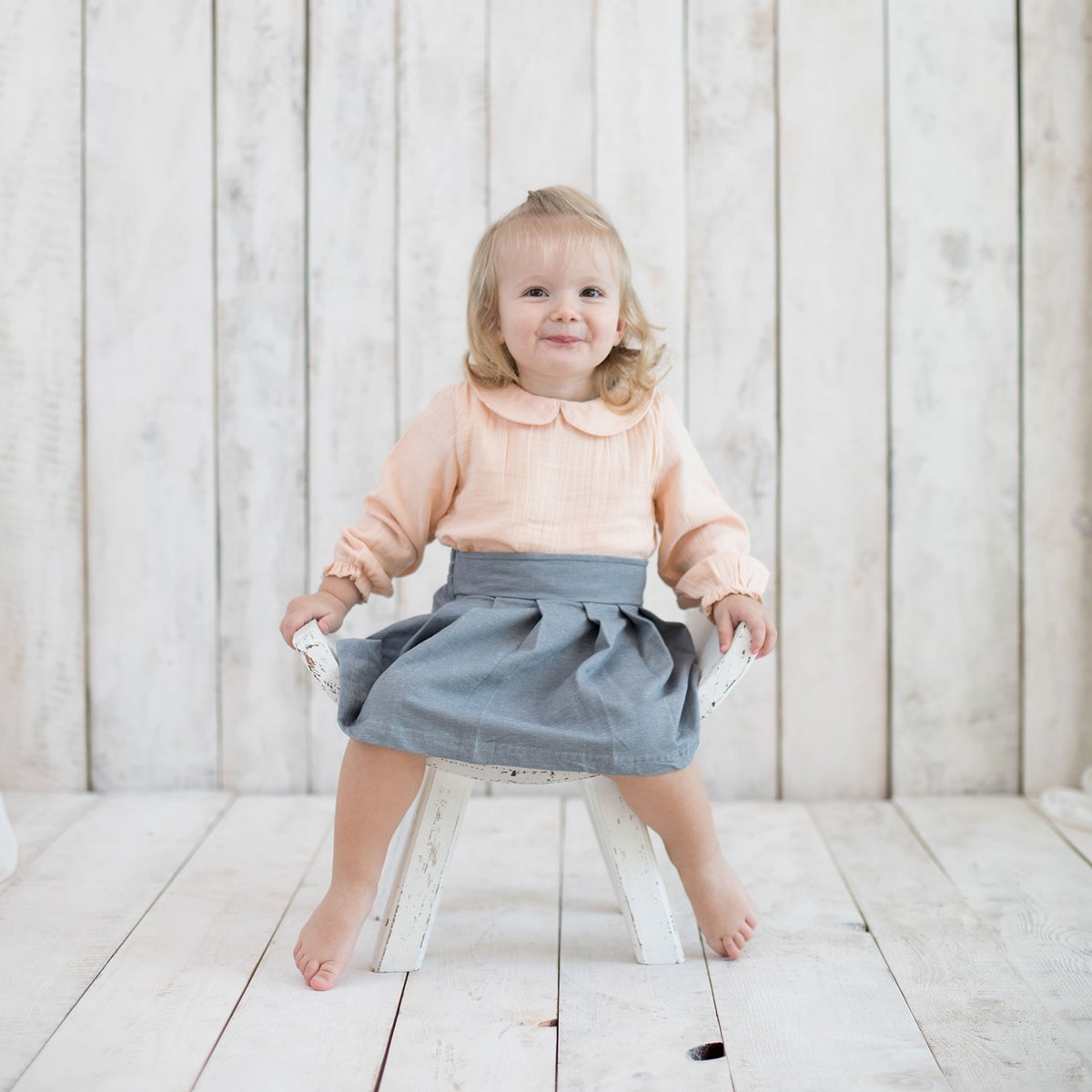 OrganicEra Bio-Musselin-Bodysuit-Bluse mit Peter-Pan-Kragen, Lachs