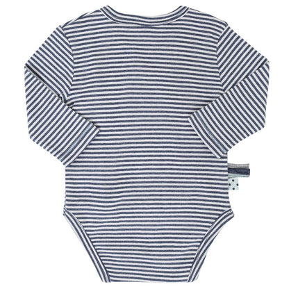 OrganicEra Organic Baby L/S Kimono Body, Indigo gestreift