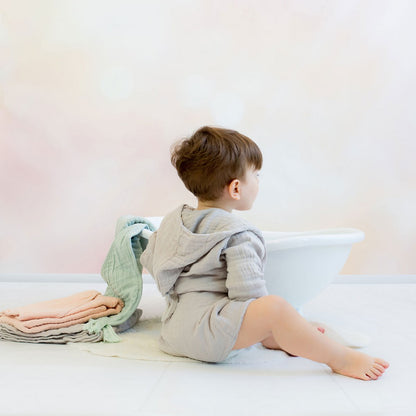 OrganicEra Kinder-Bademantel aus Bio-Musselin, 3-4 Jahre, Grau