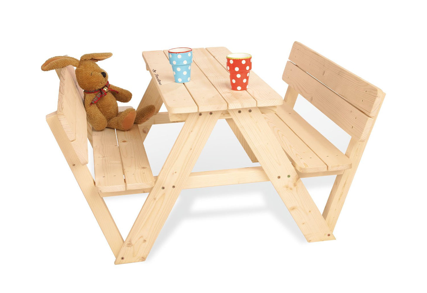 Kinder-Picknickbank „Nicki für 4 mit Lehne“, natur