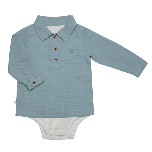 OrganicEra Bio-Musselin-Jungen-Bodysuit-Hemd, Aqua
