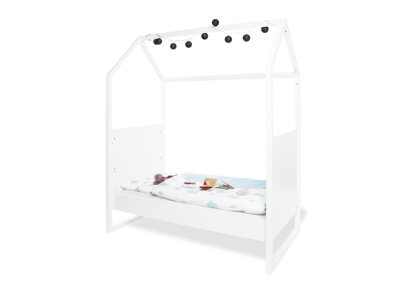 Kinderzimmer 'Hilda &Viktoria', weiß3-teilig: Stubenbett, Wickelkommode, 2-türiger Kleiderschrank