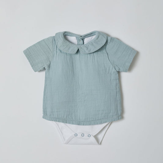 OrganicEra Hemdbody aus Bio-Musselin, Aqua